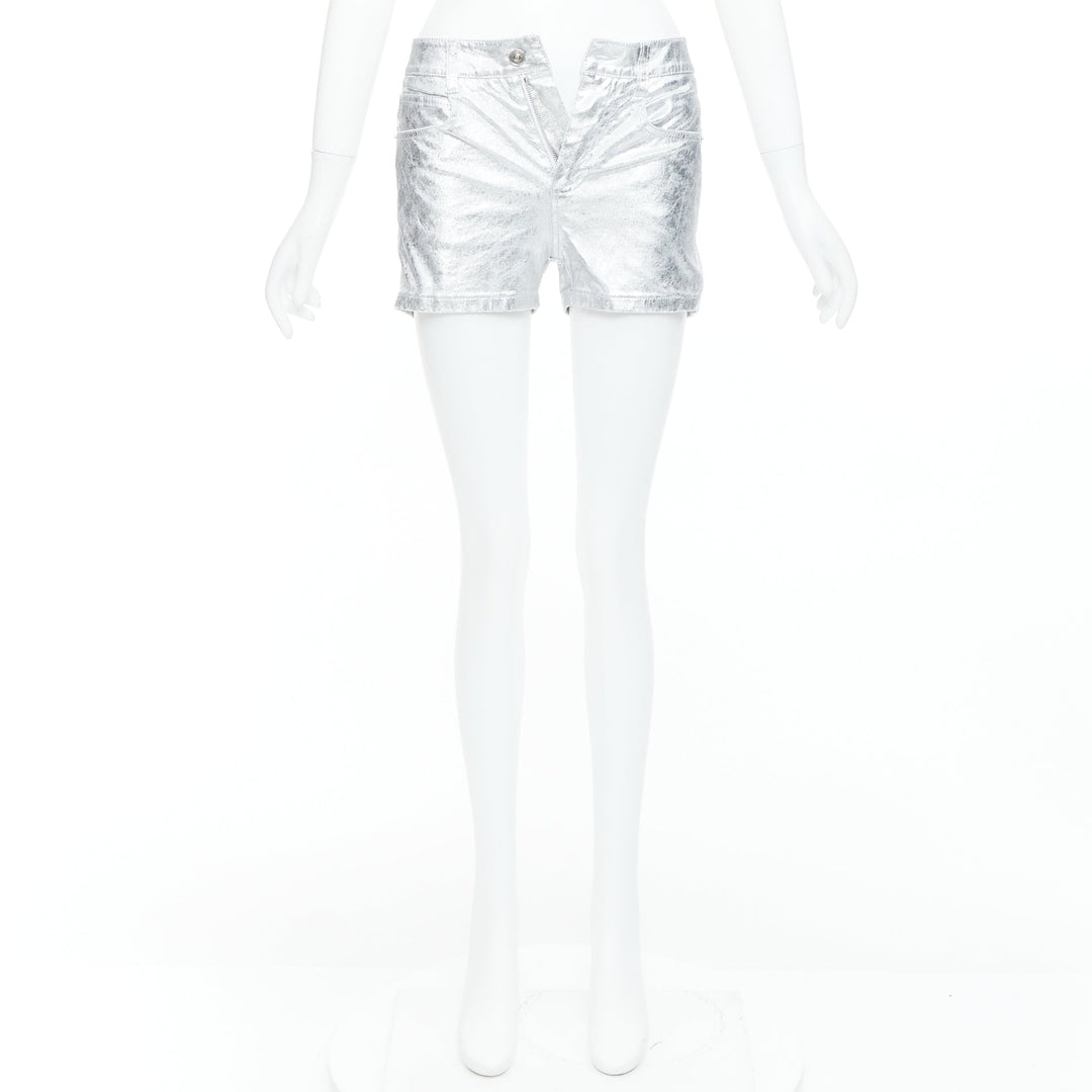 ERMANNO SCERVINO metallic silver coated cotton blend shorts IT38 XS