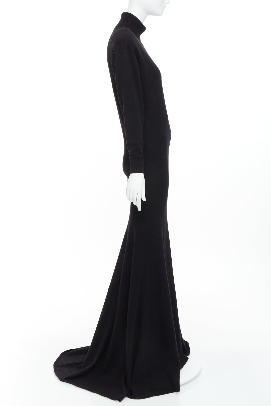 SAINT LAURENT 2022 Runway 100% cashmere turtleneck Power shoulder gown XS