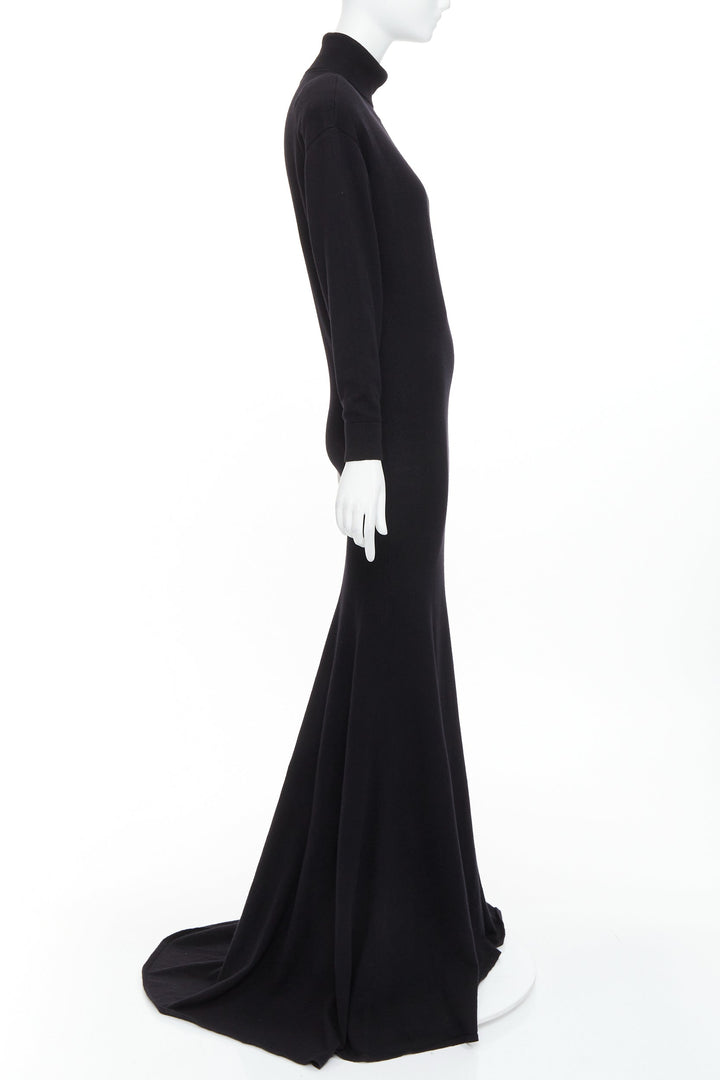 SAINT LAURENT 2022 Runway 100% cashmere turtleneck Power shoulder gown XS