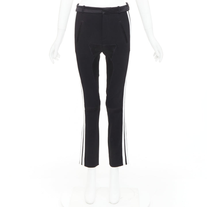 BALENCIAGA 2007 black white striped panelled bicycle inspired pants FR36 S
