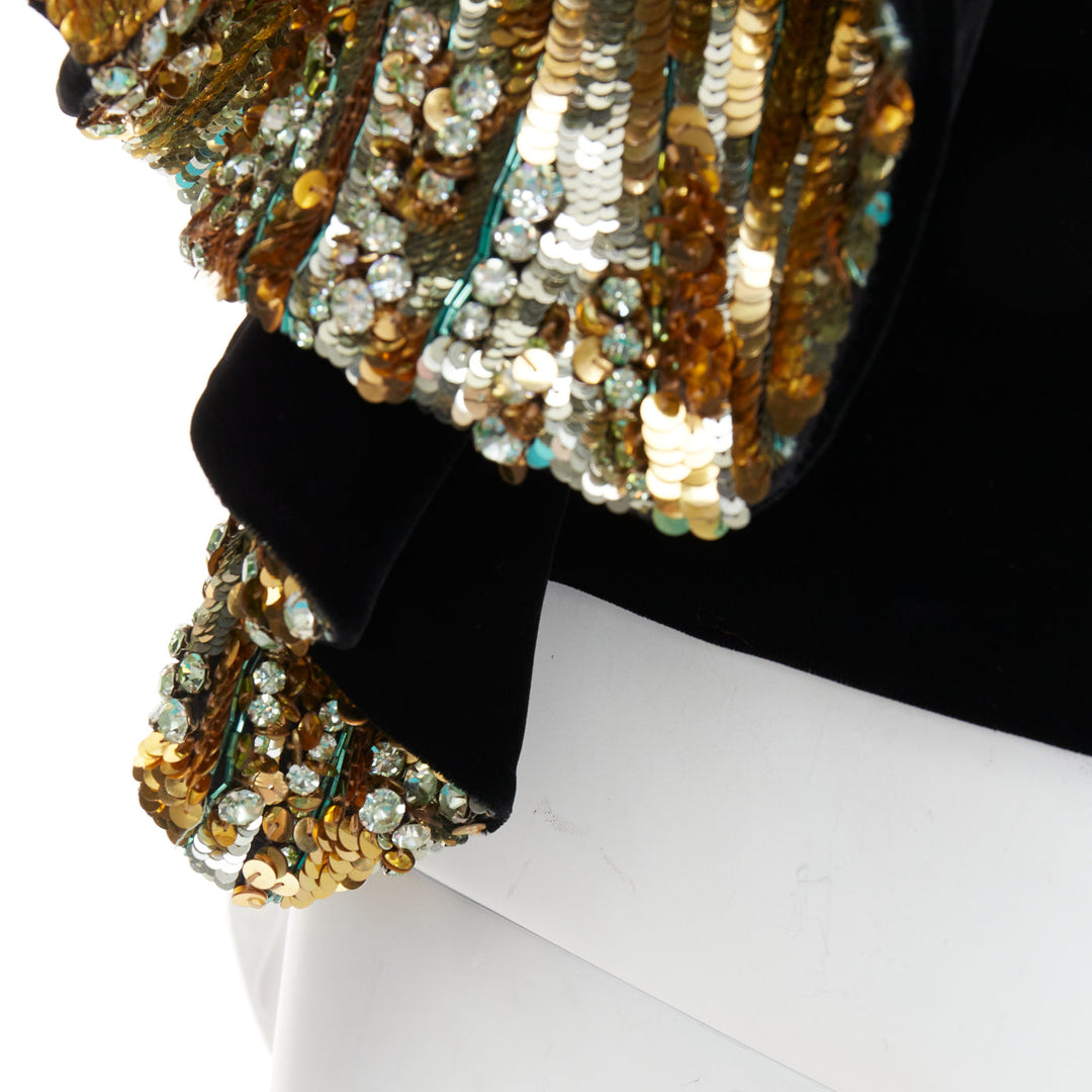 rare ALEXANDRE VAUTHIER COUTURE AW2017 Runway Lesage gold crystals ruffle top S