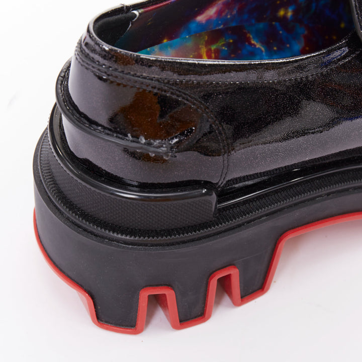 rare CHRISTIAN LOUBOUTIN MARVEL The Amazing Loubi Flat Cosmos black loafer EU41