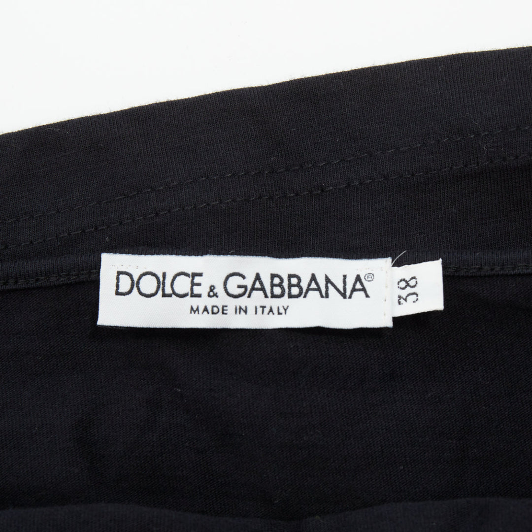 DOLCE GABBANA 2003 Vintage Atlanta graphic print black jersey halter top IT38 XS