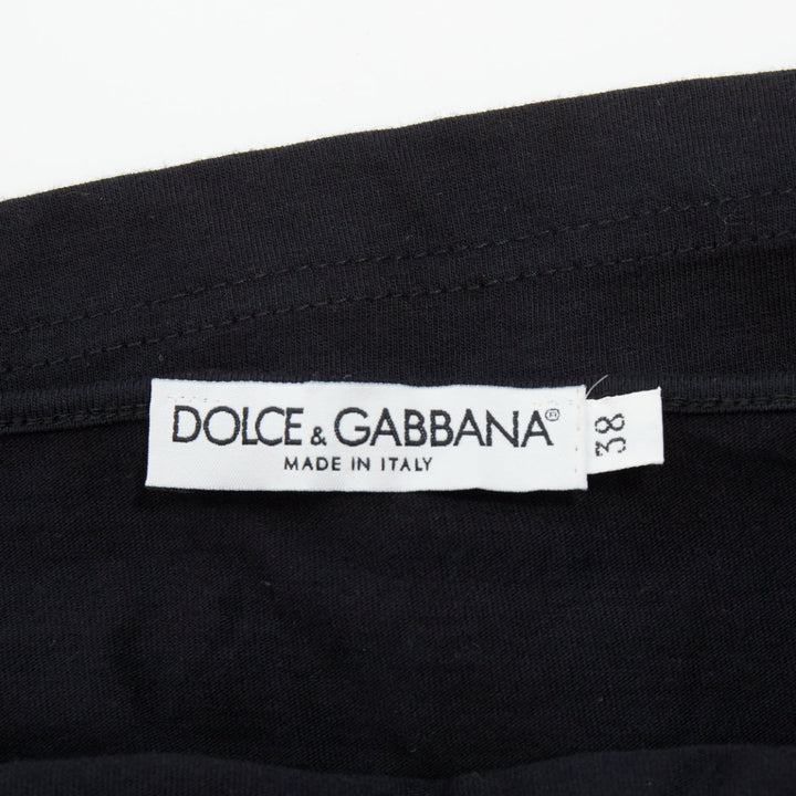 DOLCE GABBANA 2003 Vintage Atlanta graphic print black jersey halter top IT38 XS