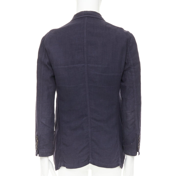 GIORGIO ARMANI navy washed linen cotton  unstructured casual blazer IT46 S