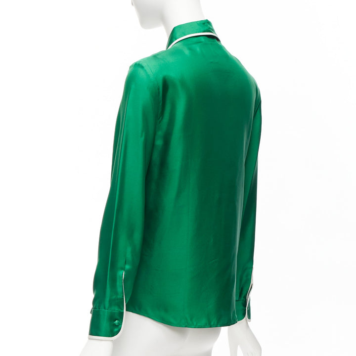 RED VALENTINO 2022 100% silk green bow tie Peter Pan blouse shirt IT38 XS