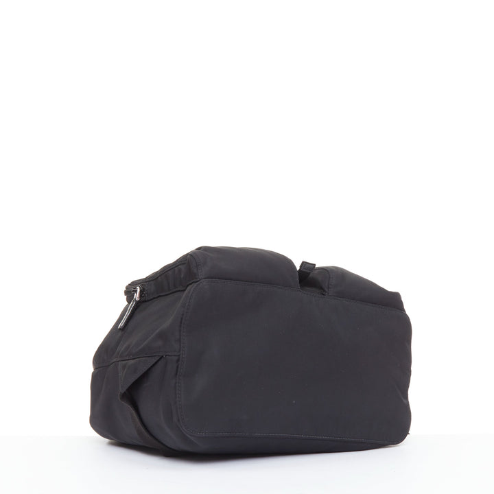 PRADA Re-Nylon Technical black silver logo triangle buckle small backpack bag