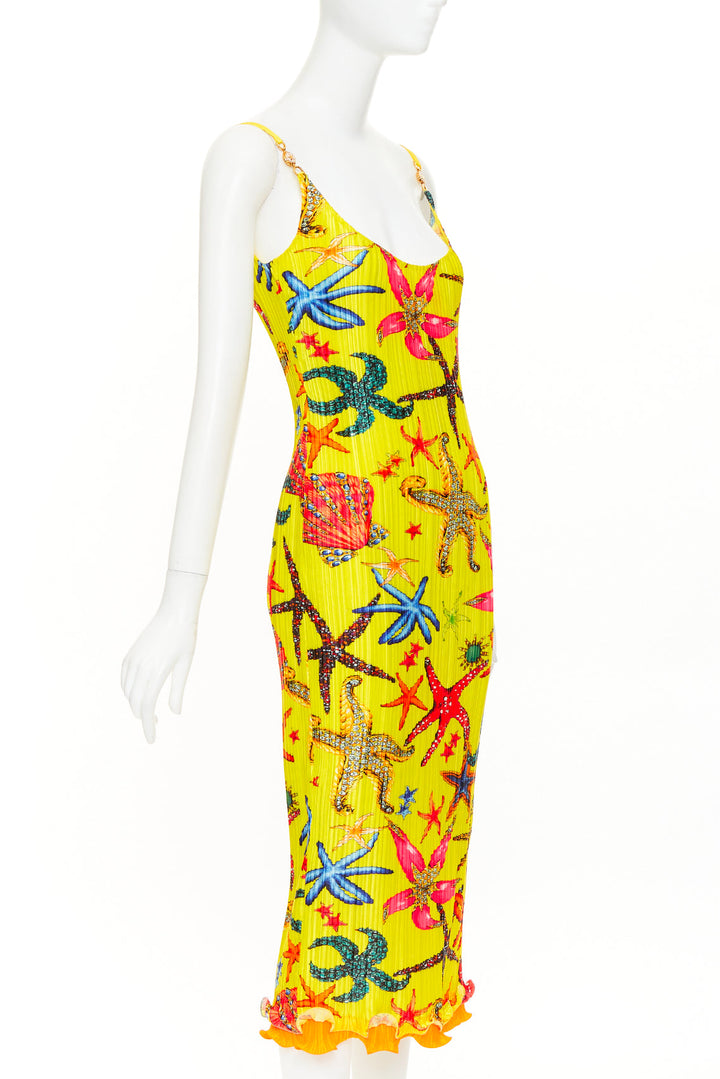 VERSACE 2021 Runway Tresor de la Mer starfish print plisse dress M