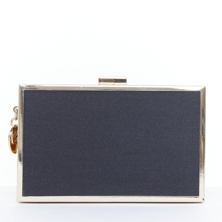 GIORGIO ARMANI 2020 Parfums black canvas gold frame minaudiere box clutch