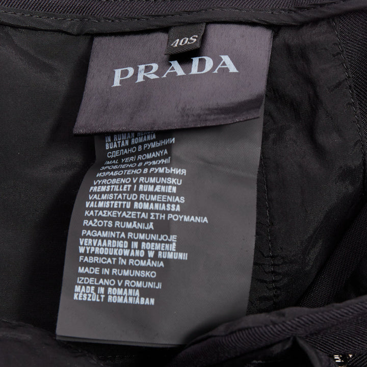 PRADA 2015 black twill horizontal pockets tapered trousers IT40 S