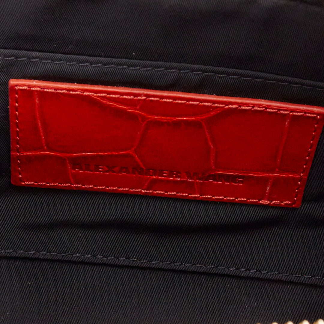 ALEXANDER WANG Pelican Sling red croc embossed leather studded crossbody bag