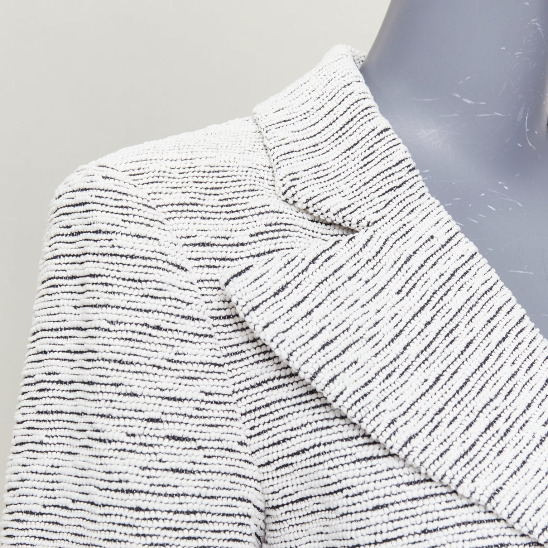 CHANEL 2019 Runway By the Sea white metallic tweed oversized blazer jacket FR42
