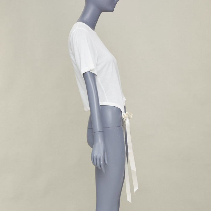 SIMONE ROCHA 2024 Bow Tails Easy ivory fine jersey curved hem bow top shirt S