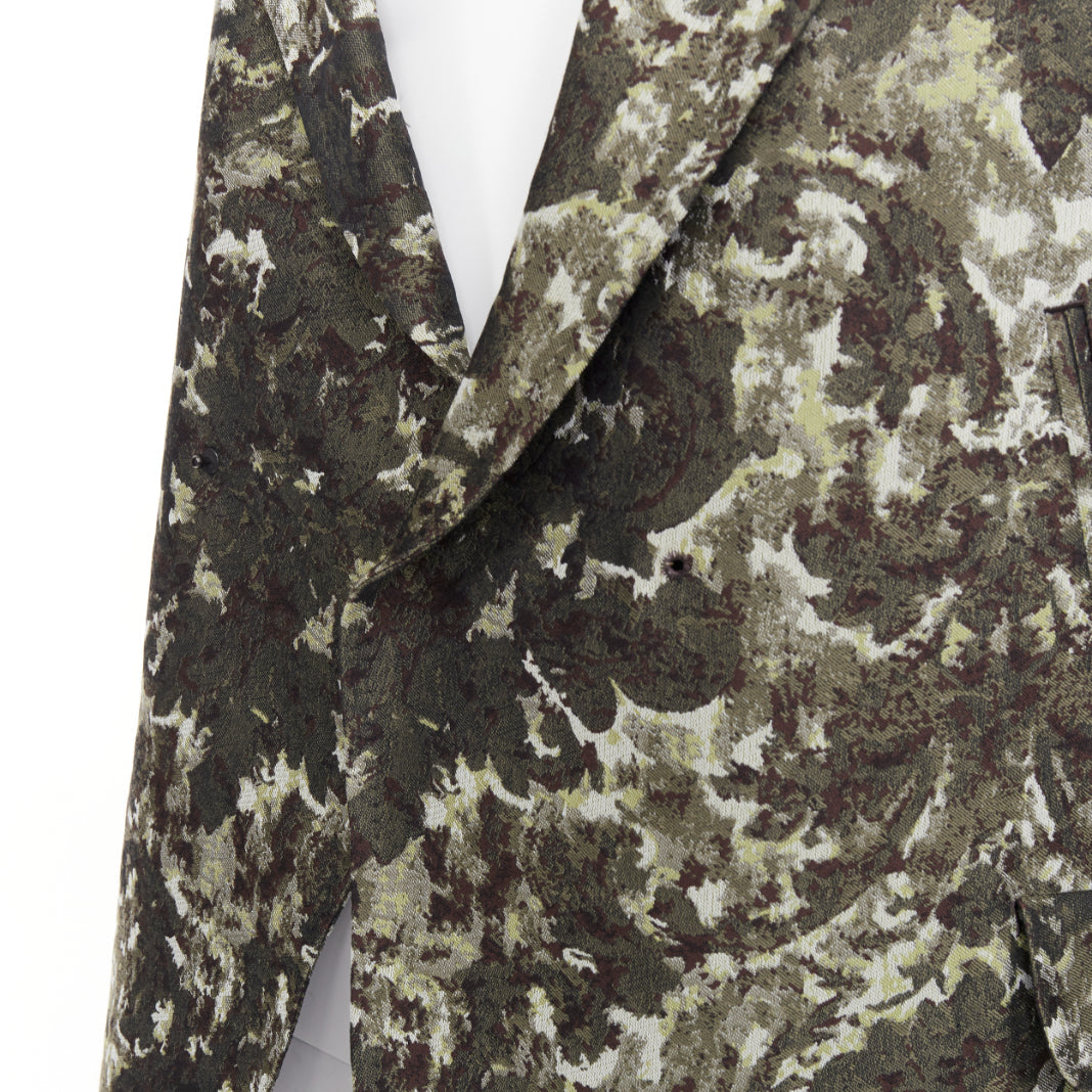 TOGA ARCHIVES multicolor green jacquard camouflage trees fleece line coat JP1 XS
