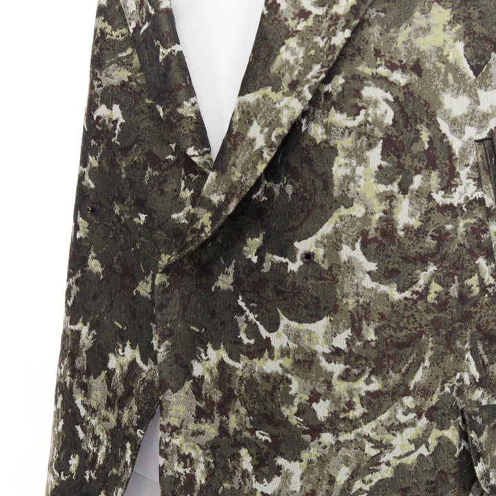 TOGA ARCHIVES multicolor green jacquard camouflage trees fleece line coat JP1 XS