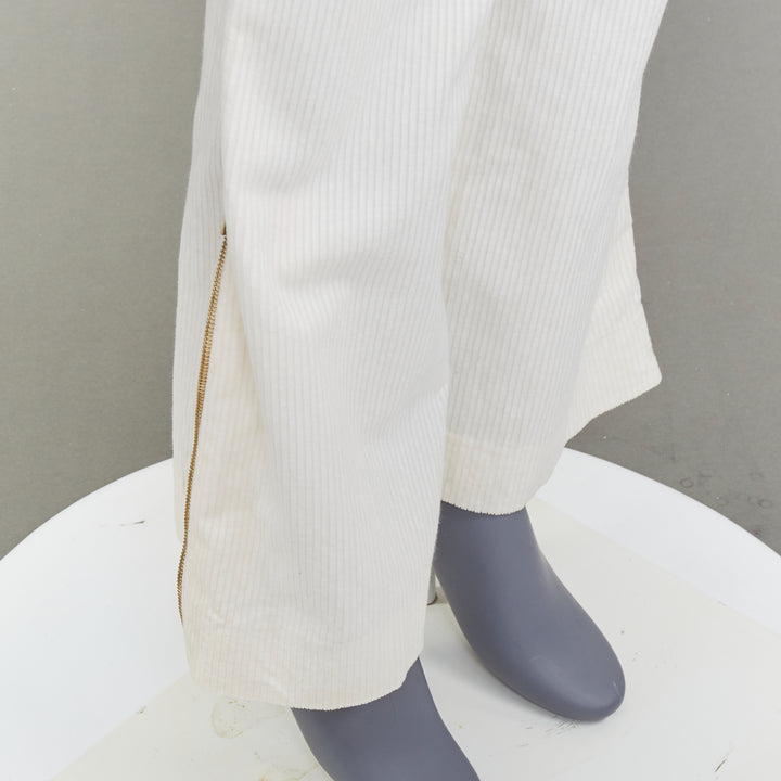 ALEXANDER MCQUEEN 2003 Vintage cream cotton blend zipper side flare pants IT40 S