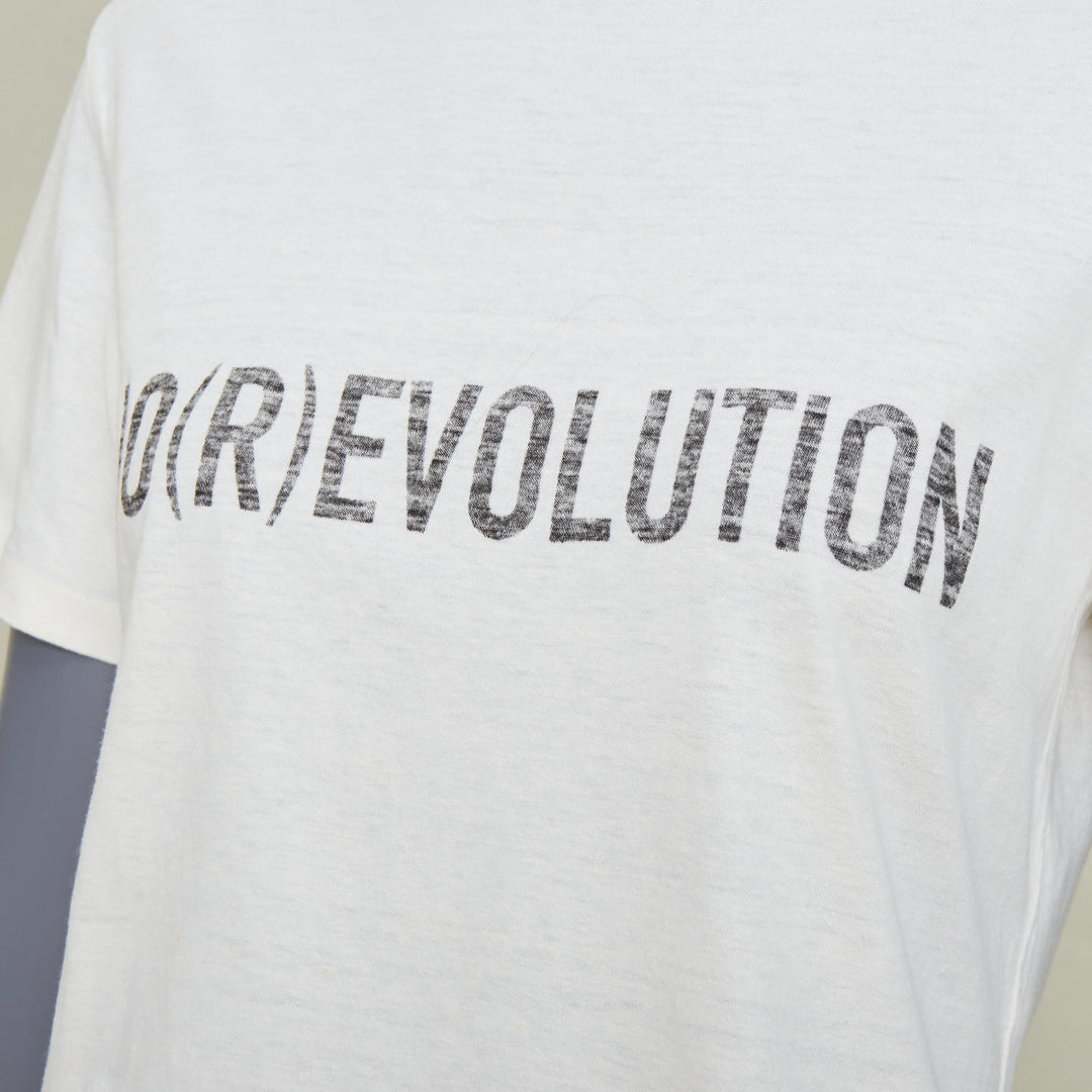 DIOR 2017 Runway DioRevolution off white cotton linen graphic jersey tshirt S