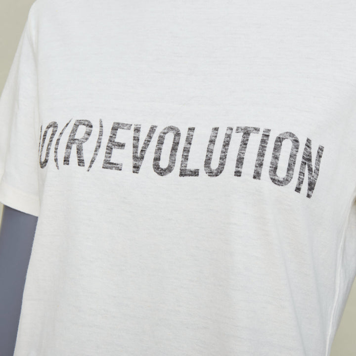DIOR 2017 Runway DioRevolution off white cotton linen graphic jersey tshirt S