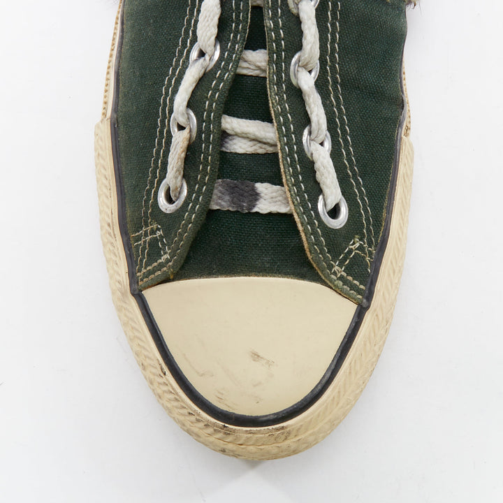 MIHARA YASUHIRO Half green canvas brown horsehair split sneakers 26cm