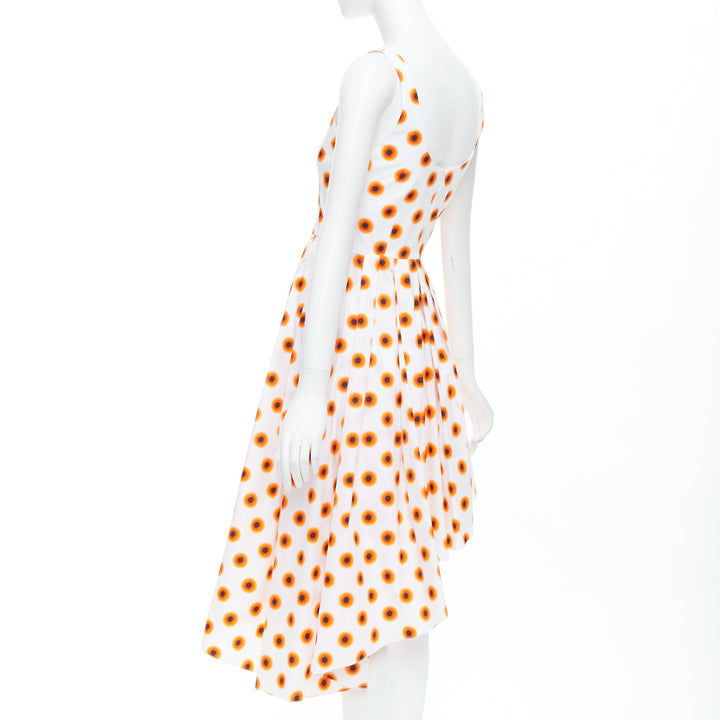 ALEXANDER MCQUEEN 2022 Iris orange paint polka dot asymmetric dress IT38 XS