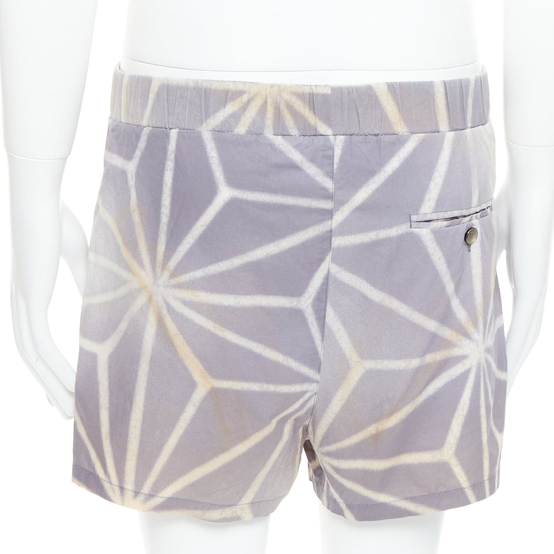 MARNI light purple cream abstract print elastic shorts IT46 S