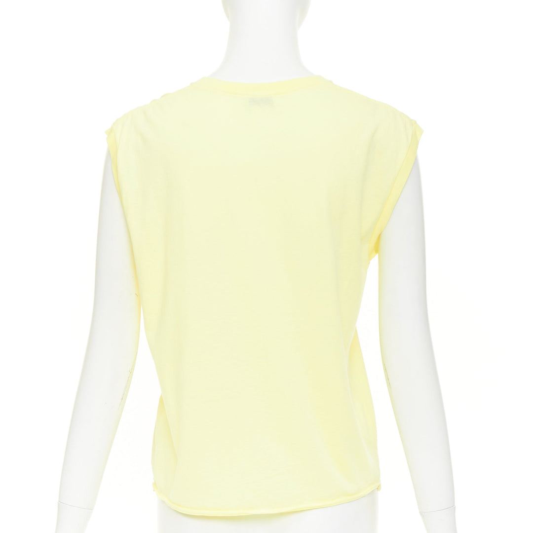 SAINT LAURENT 2020 Surfer Graphic  light yellow multi print muscle tank top XS