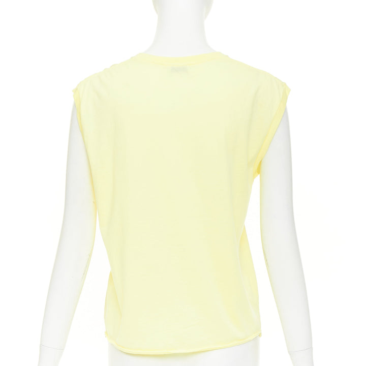 SAINT LAURENT 2020 Surfer Graphic  light yellow multi print muscle tank top XS