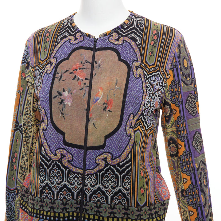 rare VIVIENNE TAM purple Dynasty chinoiserie dragon birds print bomber jacket