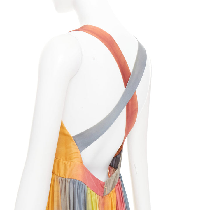 CHRISTIAN DIOR 2022 Runway Maria Grazia Chiuri rainbow silk tie dye dress FR38 M