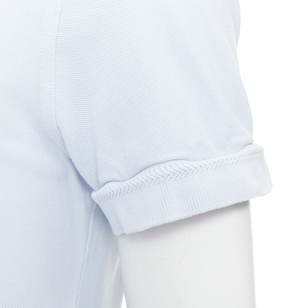 TOM FORD light blue cotton TF logo hem pique polo shirt IT48 M