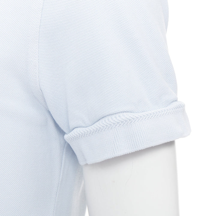 TOM FORD light blue cotton TF logo hem pique polo shirt IT48 M