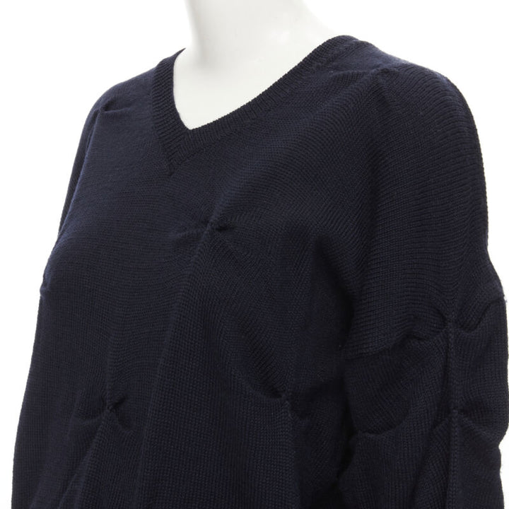rare TRICOT COMME DES GARCONS Vintage 1980's black wool pinched bow sweater
