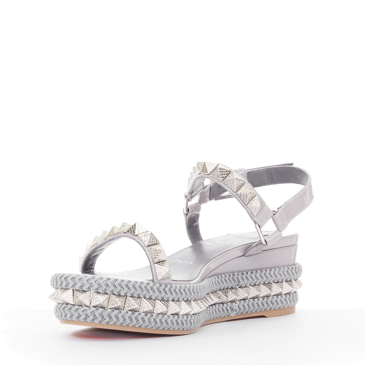 CHRISTIAN LOUBOUTIN Pyraclou 60 mauve patent spikes platform wedges EU38
