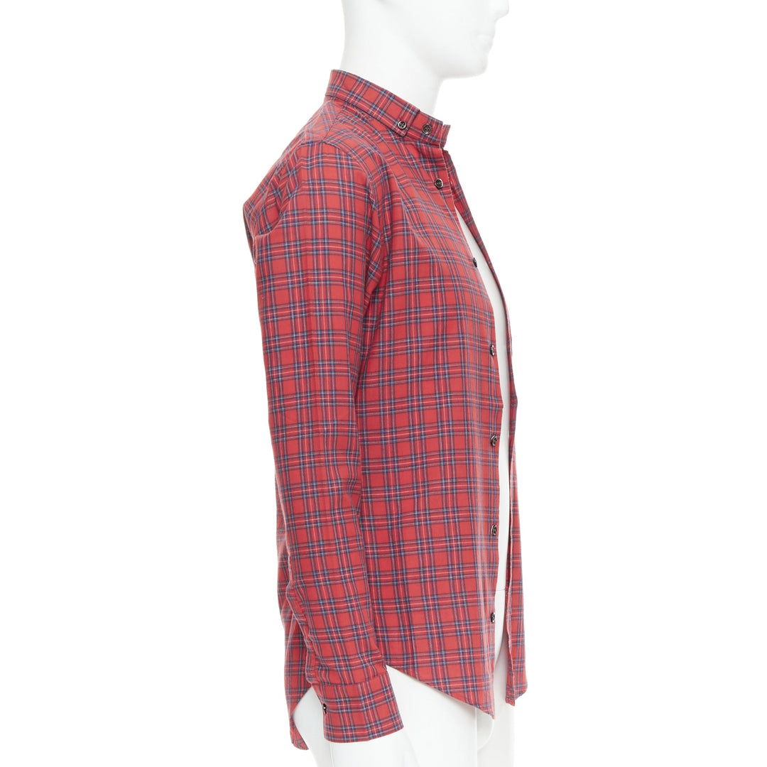 DIOR HOMME Hedi Slimane 2006 red plaid cotton slim fit shirt EU37 XS