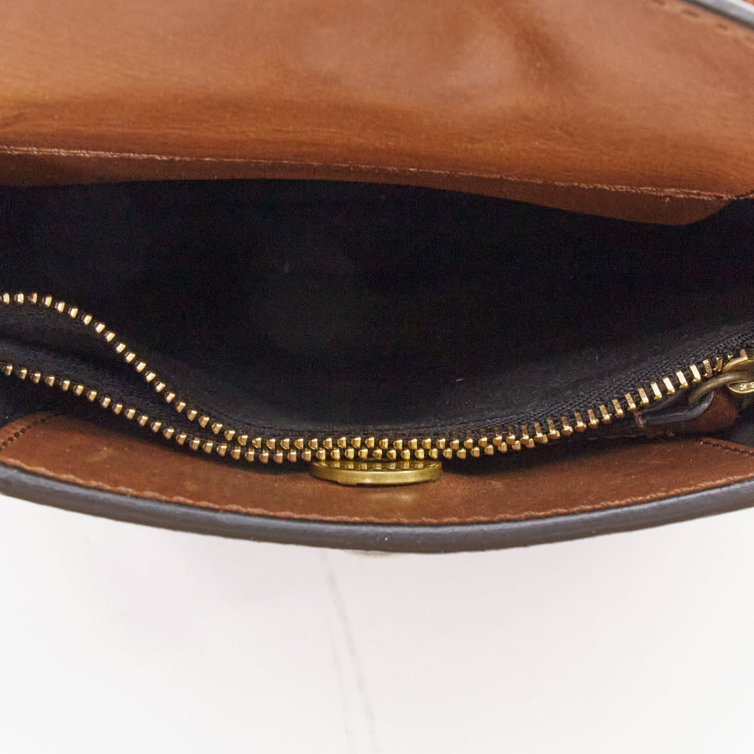 ISABEL MARANT Nasko brown leather gold round studs crossbody hobo bag