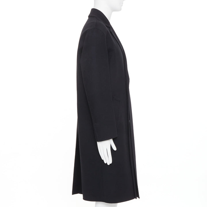 VALENTINO black virgin wool cashmere origami trims hidden closure coat IT44 XS
