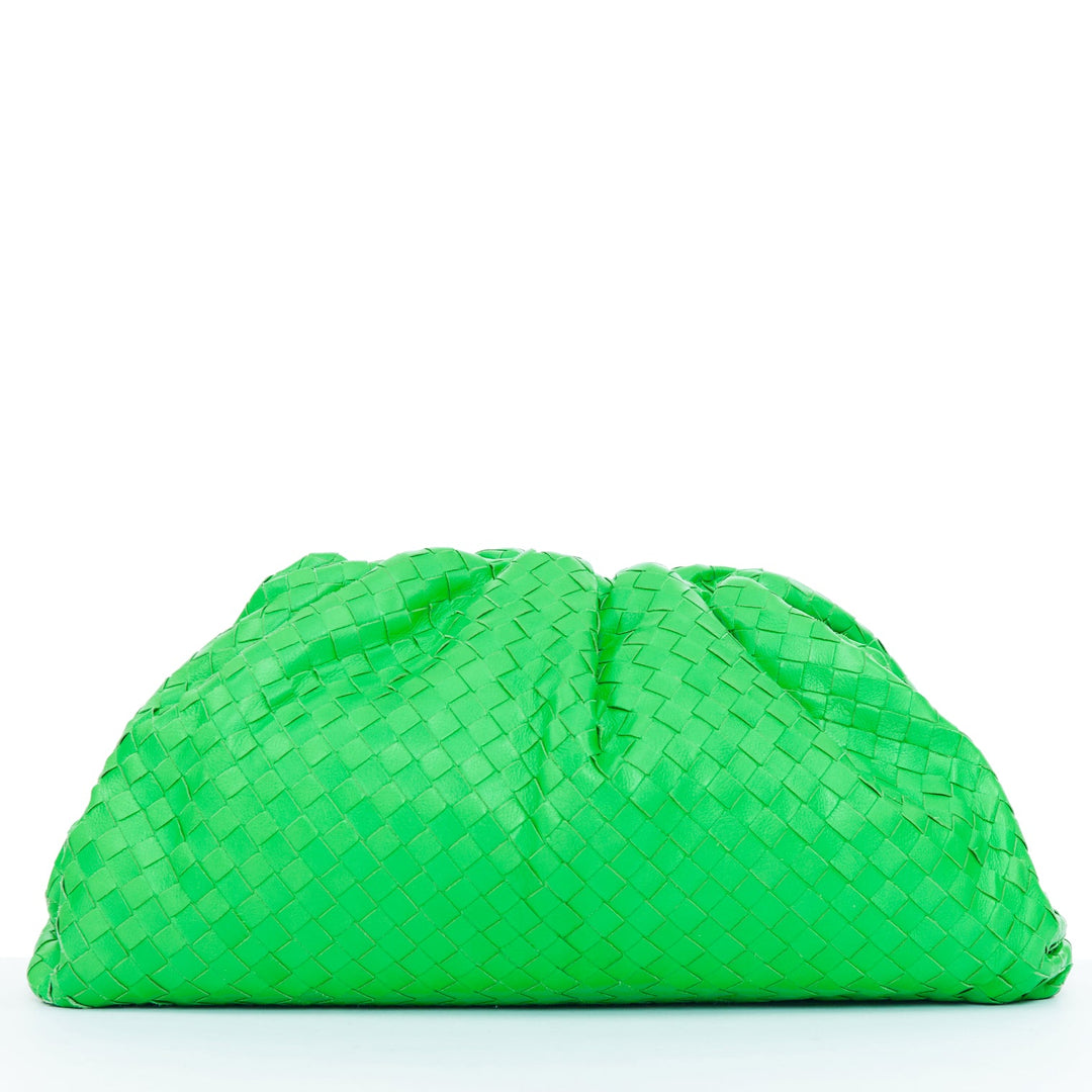BOTTEGA VENETA Parakeet The Pouch green Intrecciato nappa leather clutch bag