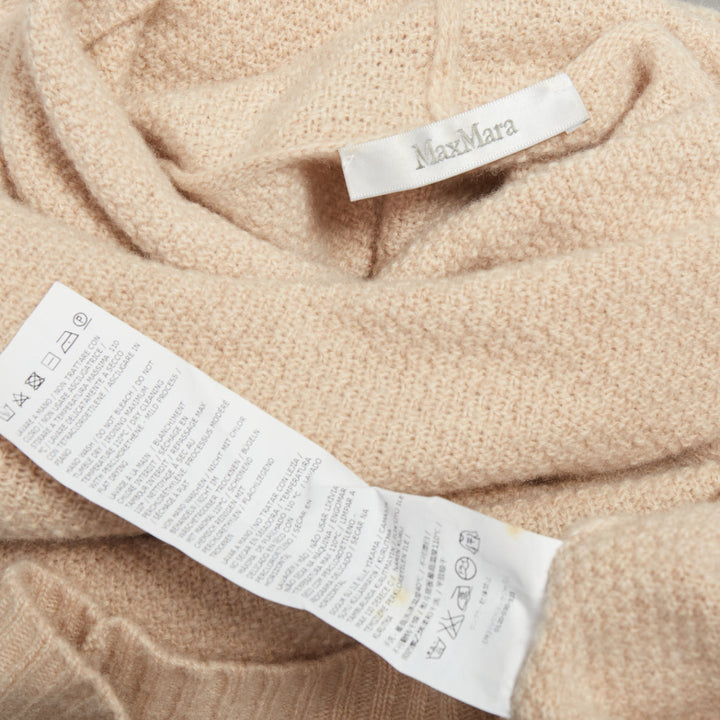 MAX MARA beige virgin wool cashmere cable knit sleeve sweater S