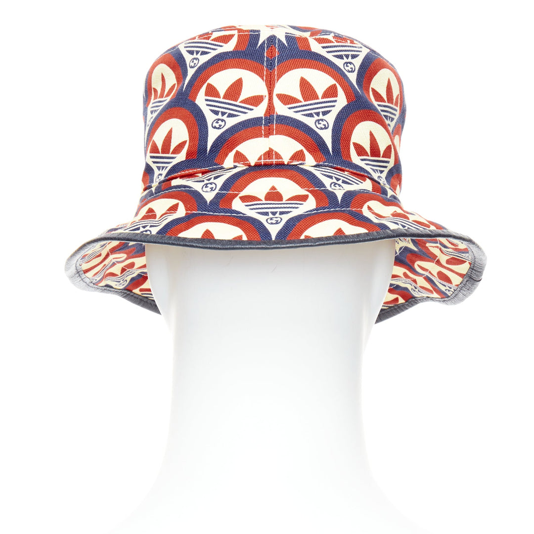 GUCCI ADIDAS 2022 logo print leather trim bucket hat