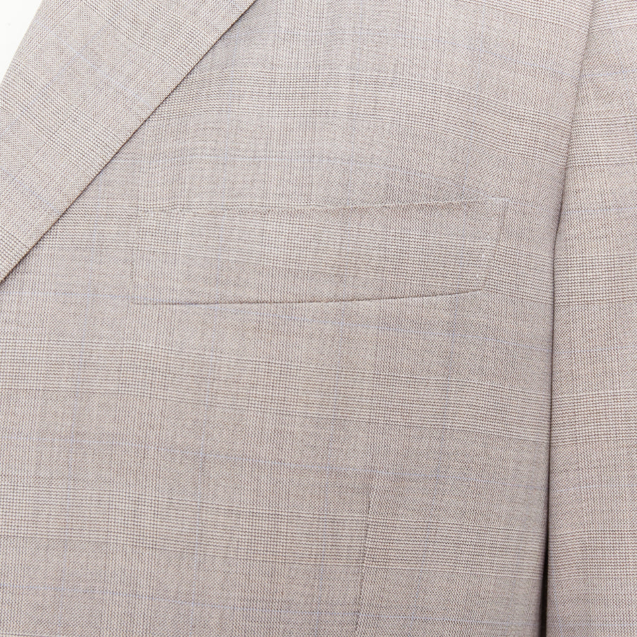 HERMES light grey 100% wool checked full canvas flap pockets blazer EU50 L
