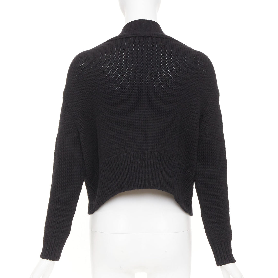 ADEAM off shoulder multi ribbon tie cotton cashmere black wrap sweater top M