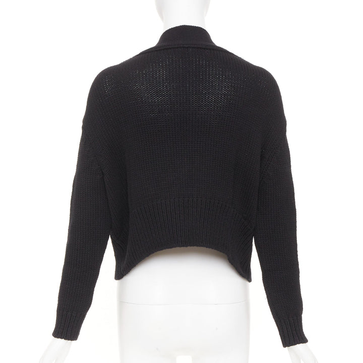 ADEAM off shoulder multi ribbon tie cotton cashmere black wrap sweater top M