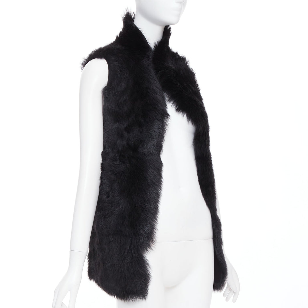 WHISTLES black 100% lamb leather fur high vest jacket XS