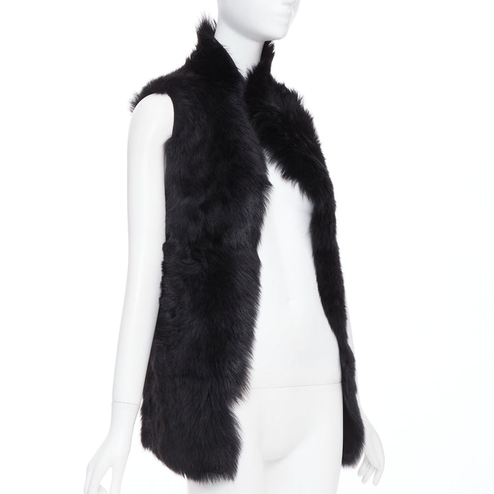 WHISTLES black 100% lamb leather fur high vest jacket XS