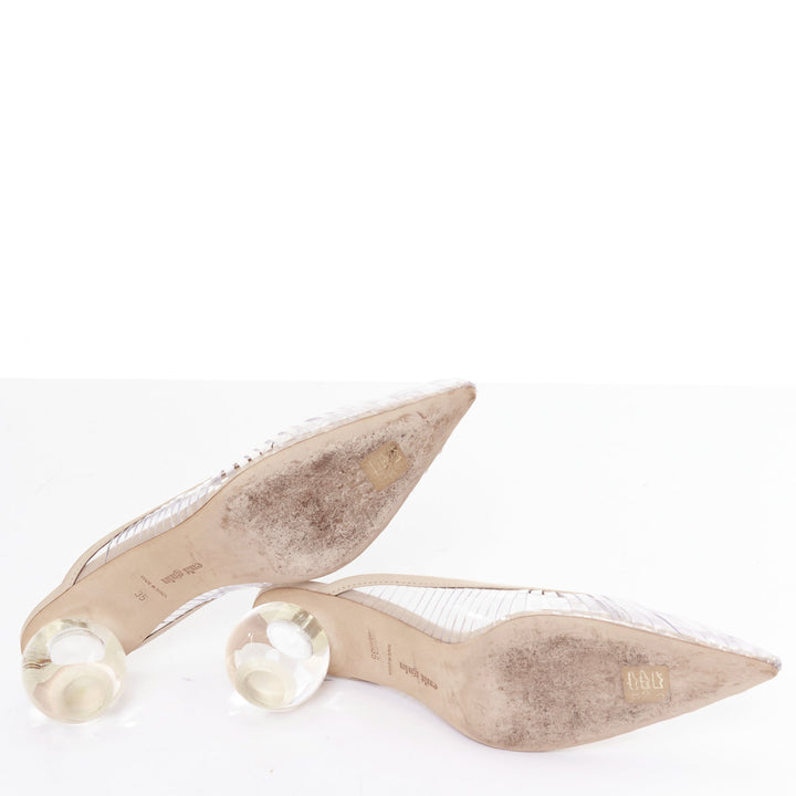 CULT GAIA Alia clear PVC bauble heel vinyl nude leather trim mules EU35