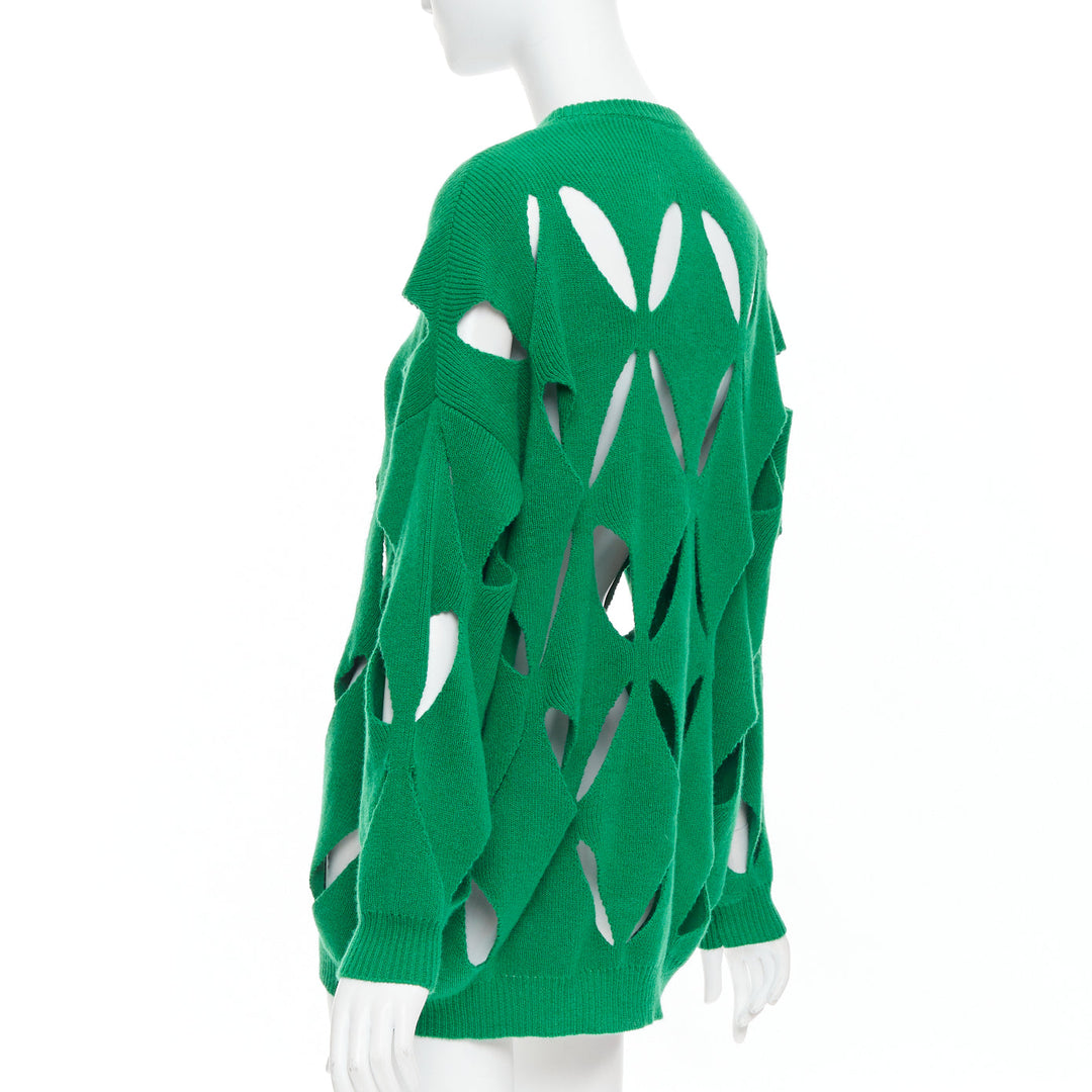 VALENTINO 2022 Pier Paolo Piccioli green virgin wool cut out sweater XXS