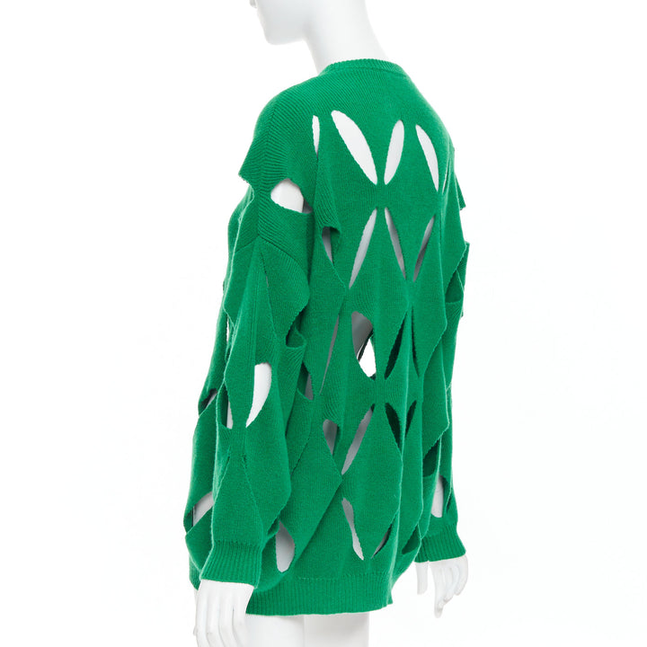VALENTINO 2022 Pier Paolo Piccioli green virgin wool cut out sweater XXS