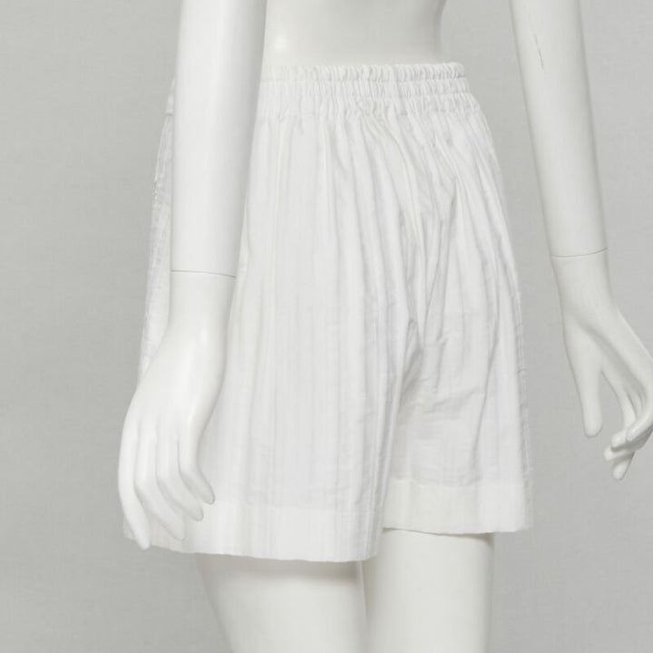 JIL SANDER + 100% cotton white striped high rise wide shorts FR34 XS