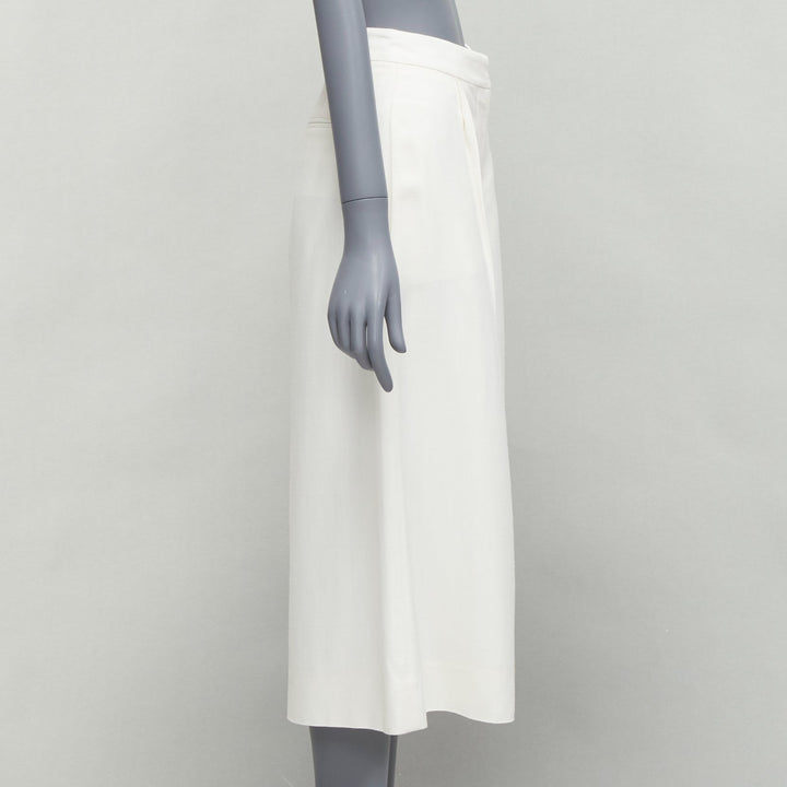 STELLA MCCARTNEY 2017 white silk lined front pleats culotte pants IT34 XXS