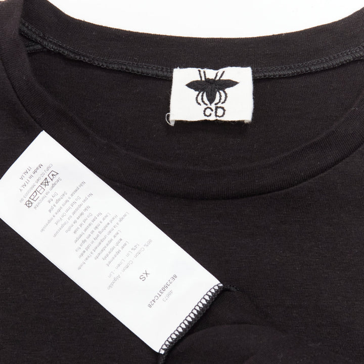 DIOR J'adior 8 black logo distressed screen print fitted tshirt XS